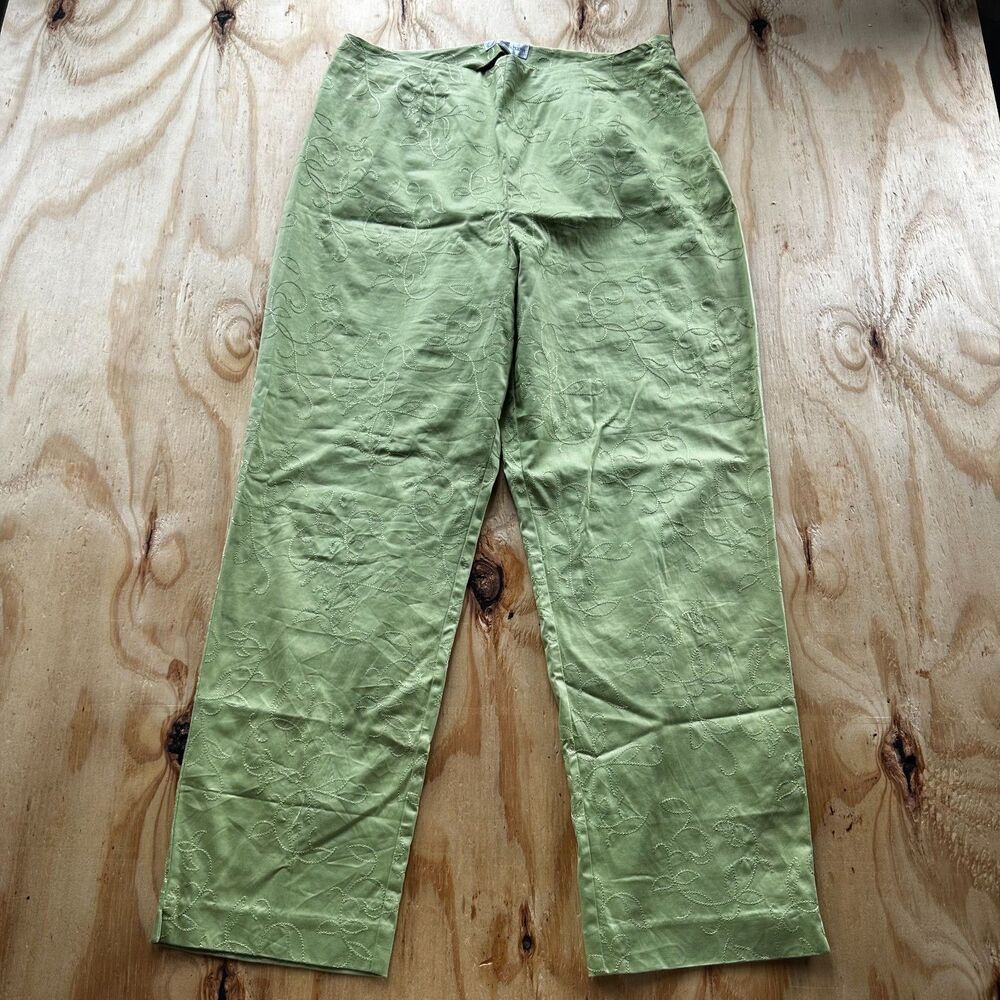Dressbarn Green Embroidered Straight Leg Pants - 14